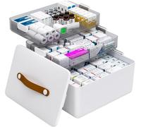 GYJZZW Armoire à pharmacie à 3 niveaux, trousse de premiers secours vide, boîte de rangement portable avec poignée en cuir pour la maison (3 niveaux)