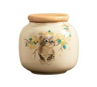 GYJZZW Boîte à thé en céramique de 255 g avec couvercle hermétique - Adorable bocal de rangement pour thé en vrac, café, sucre, cookies - Organisateur décoratif de cuisine et de garde-manger (chat A)