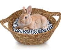 GYJZZW Grand lit en herbe pour lapins avec coussin chaud, lit pour lapin tissé naturel pour jouer, dormir et grincer les griffes, lit confortable pour petits animaux pour chinchilla écureuil (A1)