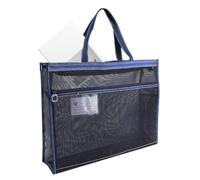 GYJZZW Grand sac en vinyle transparent en maille avec poignée et fermeture éclair, 43 x 33 x 11 cm, sac fourre-tout A3 pour affiches, peinture, matériel pédagogique, travail d'art, bleu