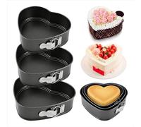 GYJZZW Lot de 3 moules à gâteau à charnière en acier au carbone très résistant, double couche, revêtement antiadhésif, base amovible, parfaits pour les desserts glacés - Passe au four (forme de cœur)