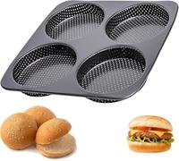 GYJZZW Moule à hamburger, moule à hamburger rond en acier au carbone perforé anti-adhésif de 12,7 cm pour tarte, brioches, viande, pain, mini pizza (A1)