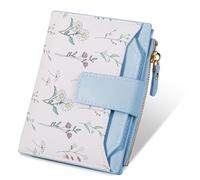 GYJZZW Petit portefeuille en cuir souple pour femme avec blocage RFID, poche à fermeture éclair, portefeuille pour cartes de crédit, portefeuille à motif floral avec fenêtre pour carte d'identité