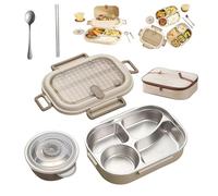 GYJZZW Récipients alimentaires portables étanches - Boîte à déjeuner Bento de grande capacité avec bol à soupe, cuillère, baguettes et sac isotherme (1000 ml, 4 compartiments)