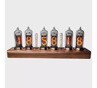 GYKOZY Horloge à Tubes Nixie, Horloge électronique à Tubes LED Lumineux, avec Fonction minuterie, Base en Noyer, Effets Lumineux d'arrière-Plan Multiples, pour décoration de Chambre à Coucher
