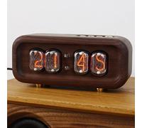 GYKOZY Horloge à Tubes Nixie IN-12, Horloge de Bureau à 4 Chiffres, avec Cadre en Bois, mémoire en Cas de Coupure de Courant, Interface Type-C, décorations de Bureau DIY