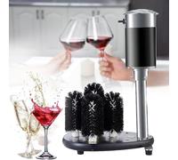 GYKOZY Lave-Verres électrique, Machine à Laver Les Verres à vin électrique 1400 TR/Min avec 5 brosses Amovibles, 330 Verres/Heure, Lave-Verres Commercial pour flûtes à Champagne