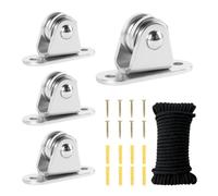 Gykutix 4 Pièces Poulie de Levage Mouflage 61x21mm Poulie Rotative Roulette à Rainure en U Poulie de Renvoi, Poulies Cable pour Treuil Roue Gorge pour Rail Roulette Portail, avec Cordes 10m x 6mm