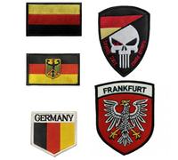 Gykutix Lot de 5 Écussons Brodés Patch Militaire Écusson Punisher Autocollant Patch Brodé Drapeau Allemagne Ecusson pour Vêtements Tactiques, Sac à dos, Casquette de baseball, Uniforme, Gilet