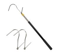 Gykutix Perche Télescopique 41-150 cm avec Double Crochet en Acier Inoxydable, pour Ouvre-Auvent pour Camping Car Crochet Robot Piscine, Piège à Reptiles, Portable et Légère