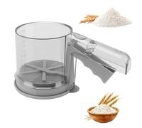 Gykutix Tamis Farine Acier Inoxydable Double Maille Tamis à Farine à Une Main Saupoudreuse Sucre Glace avec Couvercle 3 Tasses Passoire à Farine en PP pour Farine d'Abricot, Cacao, Matcha, épices