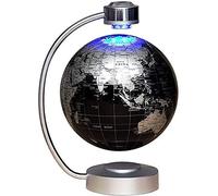 GYLEJWH Globe terrestre magnétique flottant en lévitation avec LED - 20,3 cm - Pour bureau, décoration de la maison - Pour enfants, apprendre la géographie - Noir