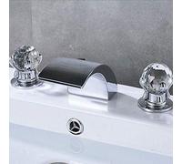 GYLHBQEGB Robinets de Cuisine Robinet Chrome Robinet d'évier de Salle de Bains Robinet mitigeur Chaud-Froid Trois Trous Robinet mitigeur à Deux poignées Montage sur Pont Poignée en Cristal