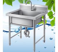 GYLRFA Cuve Simple, Evier Cuisine,Évier INOX De Cuisine Multifonctionnel sur Pied,Evier Utilitaire Acier INOX pour L'extérieur,Commercial Évier De Restaurant,pour Hôtel,Restaurant,Cuisine,Garage
