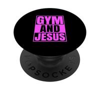 Gym and Jesus Christian Trainer Grace God Athlete Lifting PopSockets PopGrip Adhésif