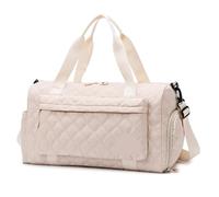 Gym Bag Sac polochon de Voyage à Poche Avant for Femmes, Sac Sport bandoulière, Week-End, Bagage Main étanche, Cabine d'aéroport(Beige)