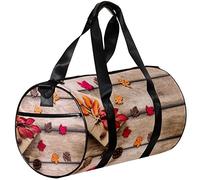 Gym Bags Small Duffel Bag Sports Tote for Yoga,Autumn Leaves Wood Board,Outdoor Fitness Bags Carry on Bag