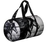 Gym Bags Small Duffel Bag Sports Tote for Yoga,Black Pattern and Horse,Outdoor Fitness Bags Carry on Bag
