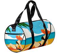 Gym Bags Small Duffel Bag Sports Tote for Yoga,Cartoon Girl Beach Sea,Outdoor Fitness Bags Carry on Bag