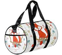 Gym Bags Small Duffel Bag Sports Tote for Yoga,Cute Fox and Flowers,Outdoor Fitness Bags Carry on Bag