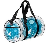 Gym Bags Small Duffel Bag Sports Tote for Yoga,Fish Blue Sea,Outdoor Fitness Bags Carry on Bag