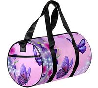 Gym Bags Small Duffel Bag Sports Tote for Yoga,Purple Flower and Butterfly,Outdoor Fitness Bags Carry on Bag