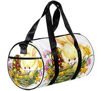 Gym Bags Small Duffel Bag Sports Tote for Yoga,Rabbit and Flower Egg,Outdoor Fitness Bags Carry on Bag