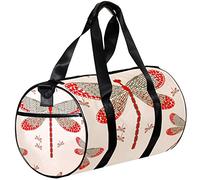 Gym Bags Small Duffel Bag Sports Tote for Yoga,Red Polka Dot Dragonfly,Outdoor Fitness Bags Carry on Bag