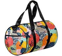 Gym Bags Small Duffel Bag Sports Tote for Yoga,Sea Color Flower Fish,Outdoor Fitness Bags Carry on Bag