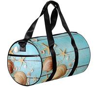 Gym Bags Small Duffel Bag Sports Tote for Yoga,Seashell Starfish and Wooden Board,Outdoor Fitness Bags Carry on Bag