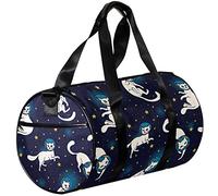 Gym Bags Small Duffel Bag Sports Tote for Yoga,Space Galaxy and Cats,Outdoor Fitness Bags Carry on Bag