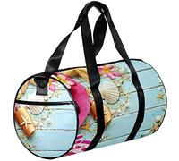 Gym Bags Small Duffel Bag Sports Tote for Yoga,Starfish and Seashell on Board,Outdoor Fitness Bags Carry on Bag