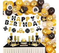 Gym Birthday Decorations Fitness Party Decorations for Men Weight Lifting Balloon Garland Kit Happy Birthday Banner Cards for Bodybuilding Cross Fit Theme Bday Party Supplies