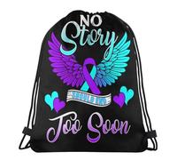 Gym Cordon Sac À Dos Aucune Histoire Ne Devrait Se Terminer Trop Tôt. Sensibilisation À La Prévention du Suicide. Garçons Extérieure Sac De Plage, pour Anniversaire, Femmes, Yoga, 36x42cm