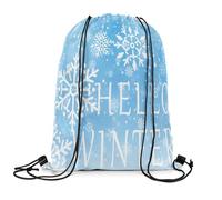 Gym Cordon Sac À Dos Bonjour Hiver, Simple Flocon De Neige Blanc Extérieure Pliable Sac en Tissu, pour Hommes, Femmes, Natation, 36x42cm