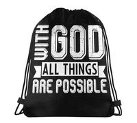 Gym Cordon Sac À Dos Christianisme, Foi en Jésus, avec Dieu, Tout Est Possible Portable Enfants Sac De Natation, pour La Plage, Hommes, Femmes, 36x42cm