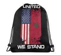 Gym Cordon Sac À Dos Drapeau des États-Unis, du Maroc Et De L'Amérique Enfants Lavable Sac De Gym, pour Yoga, Anniversaire, École, 36x42cm