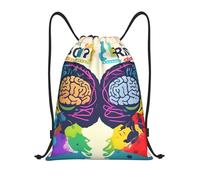 Gym Cordon Sac À Dos Impression du Cerveau Gauche Et Droit Pliable Garçons Sac De Yoga À Cordelette, pour Hommes, Femmes, La Maternelle, 36x42cm
