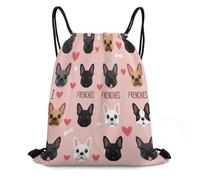 Gym Cordon Sac À Dos J'adore Les Bouledogues Français, Ils sont Trop Mignons ! Extérieure Pliable Sac À Cordon De Sport, pour Hommes, La Plage, Femmes, 36x42cm