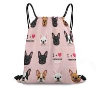 Gym Cordon Sac À Dos J'adore Les Bouledogues Français, Ils sont Trop Mignons ! Portable Extérieure Sac De Natation, pour Hommes, Femmes, Le Sport, 36x42cm