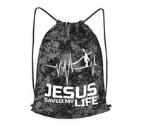 Gym Cordon Sac À Dos Jésus m'a Sauvé La Vie. Rythme Cardiaque Religieux. Portable Extérieure Sac À Cordon De Sport, pour Natation, Le Sport, Yoga, 36x42cm