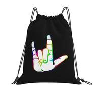 Gym Cordon Sac À Dos Langue des Signes Américaine « Je t'aime » Pliable Lavable Sac De Natation, pour Le Sport, Natation, La Plage, 36x42cm