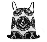 Gym Cordon Sac À Dos Logo Maçonnique Noir : Foi, Espérance Et Charité Étanche Extérieure Sac De Yoga À Cordelette, pour Yoga, Natation, Anniversaire, 36x42cm