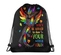 Gym Cordon Sac À Dos N'Ayez Pas Peur De Montrer Votre Vraie Nature. Sensibilisation À l'Autisme Réglable Pliable Sac À Dos, pour La Maternelle, Hommes, Femmes, 36x42cm