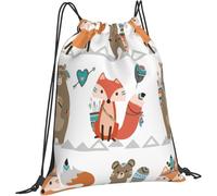 Gym Cordon Sac À Dos Renard De Dessin Animé Sois Courageux Portable Extérieure Sac De Yoga À Cordelette, pour Hommes, Femmes, Yoga, 36x42cm