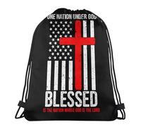 Gym Cordon Sac À Dos Une Nation sous La Bénédiction De Dieu Portable Extérieure Sac À Cordon De Serrage pour Enfants, pour Femmes, Yoga, École, 36x42cm