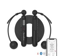 Terraillon Corde à sauter connectée Gym Fit Rope – Bluetooth, appli, corde 3m/balles lestées – Noir