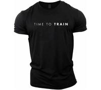 Gym Fit Training Top Fitted Muscle Mens T-Shirt Unisex Tee Black M