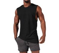 Gym Fitness Bodybuilding Sport Wear,Men's Sleeveless Vest,Plain Color Tank Tops Men,Mens Sleeveless t Shirt Round Neck,Workout Tee, T-Shirts Loose Fit,Muscle Tee Basic (Black,M)