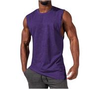 Gym Fitness Bodybuilding Sport Wear,Men's Sleeveless Vest,Plain Color Tank Tops Men,Mens Sleeveless t Shirt Round Neck,Workout Tee, T-Shirts Loose Fit,Muscle Tee Basic (Purple,M)